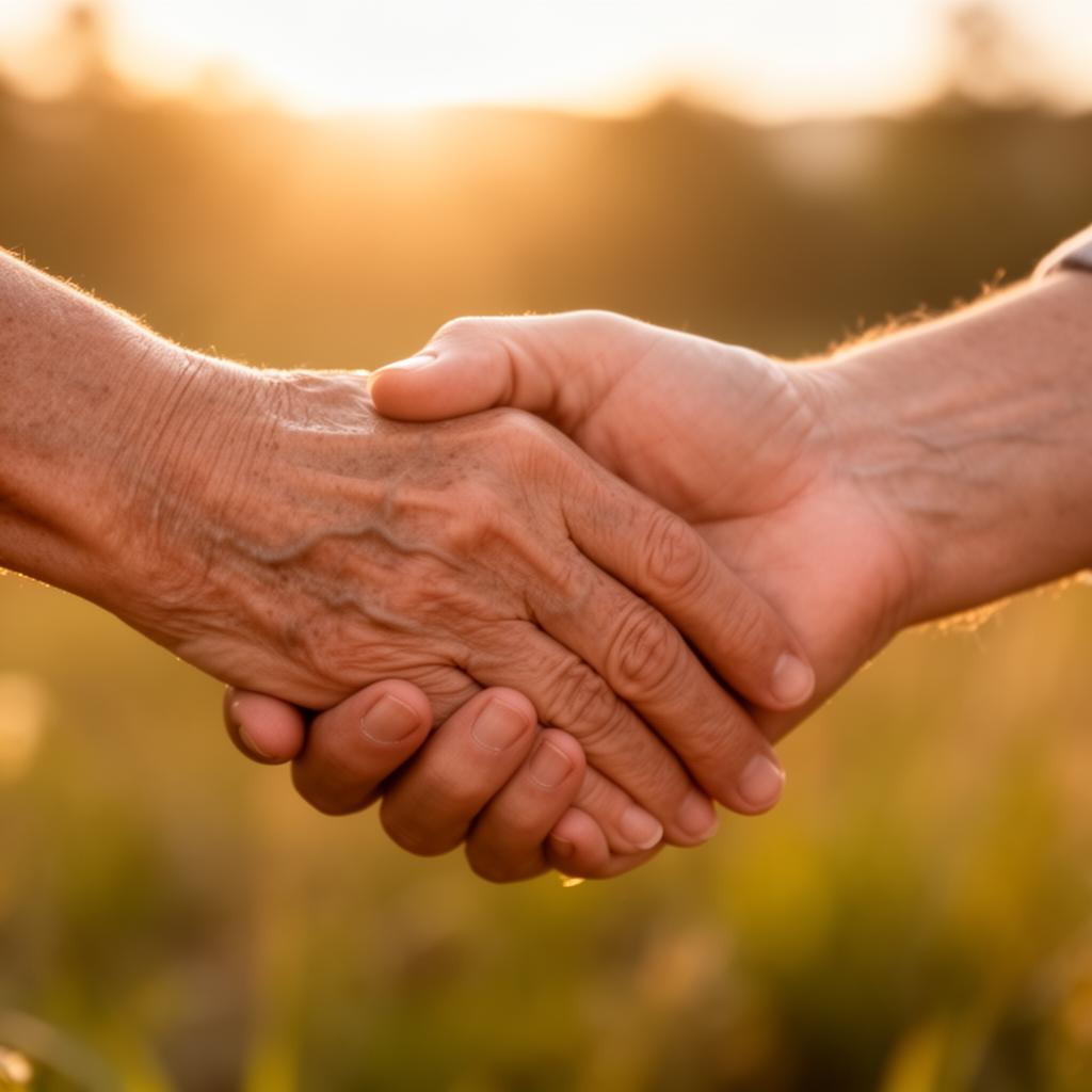 Two hands holding gently